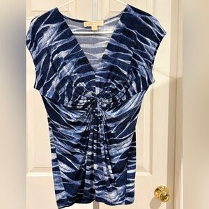 Michael Kors Navy and White Women's Top small